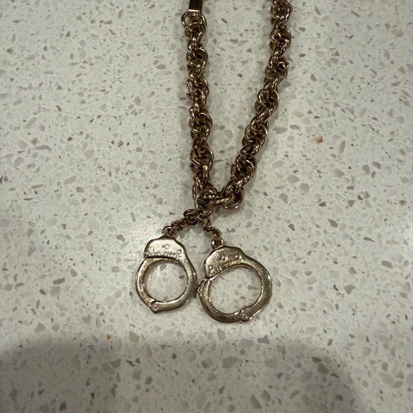 Gold Handcuff Charm bracelet vintage - Picture 1 of 4